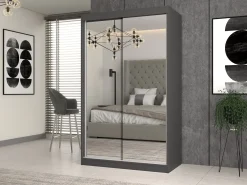 Szafa przesuwna Iga 120cm 2 lustra Antracyt/Dąb Artisan