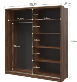 Szafa przesuwna MINIO go for it ERTA 21 dąb artisan/czarny 1 szt.