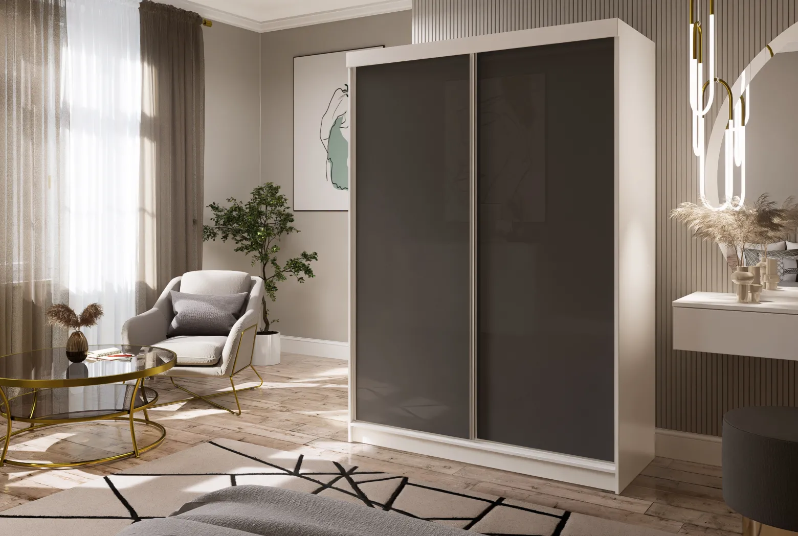 Szafa Przesuwna PARIS 175 połysk szara