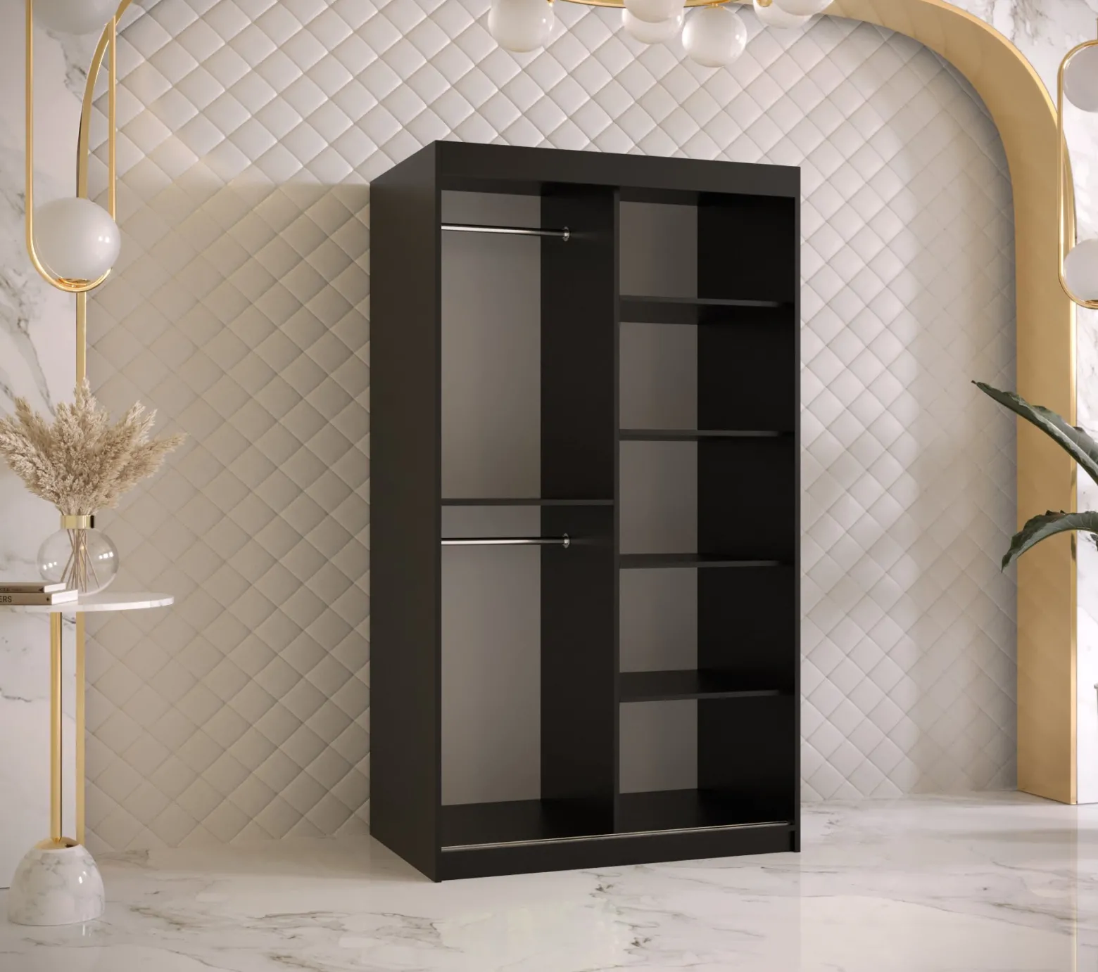 Szafa przesuwna RIFLO SLIM 2 100 czarny mat+ czarny mat