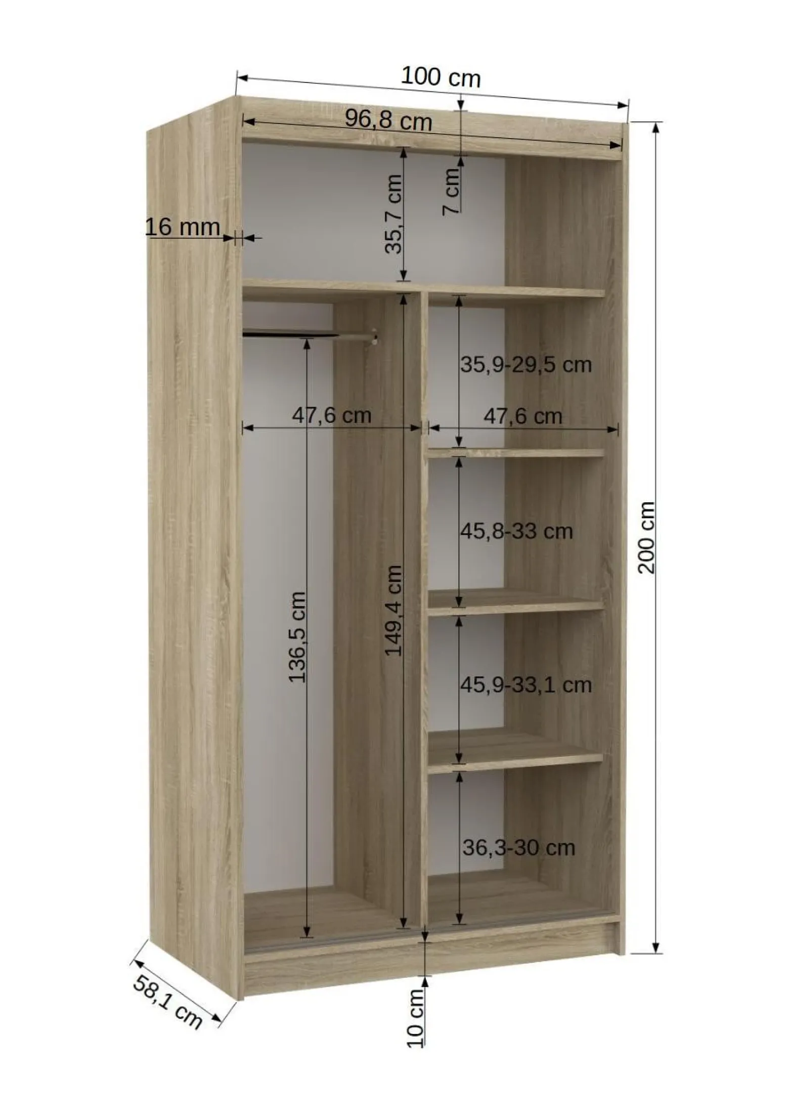 Szafa przesuwna RIVA 100 White