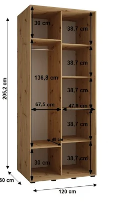 Szafa przesuwna SAPPORO 1 120 gł. 60 artisan/biały
