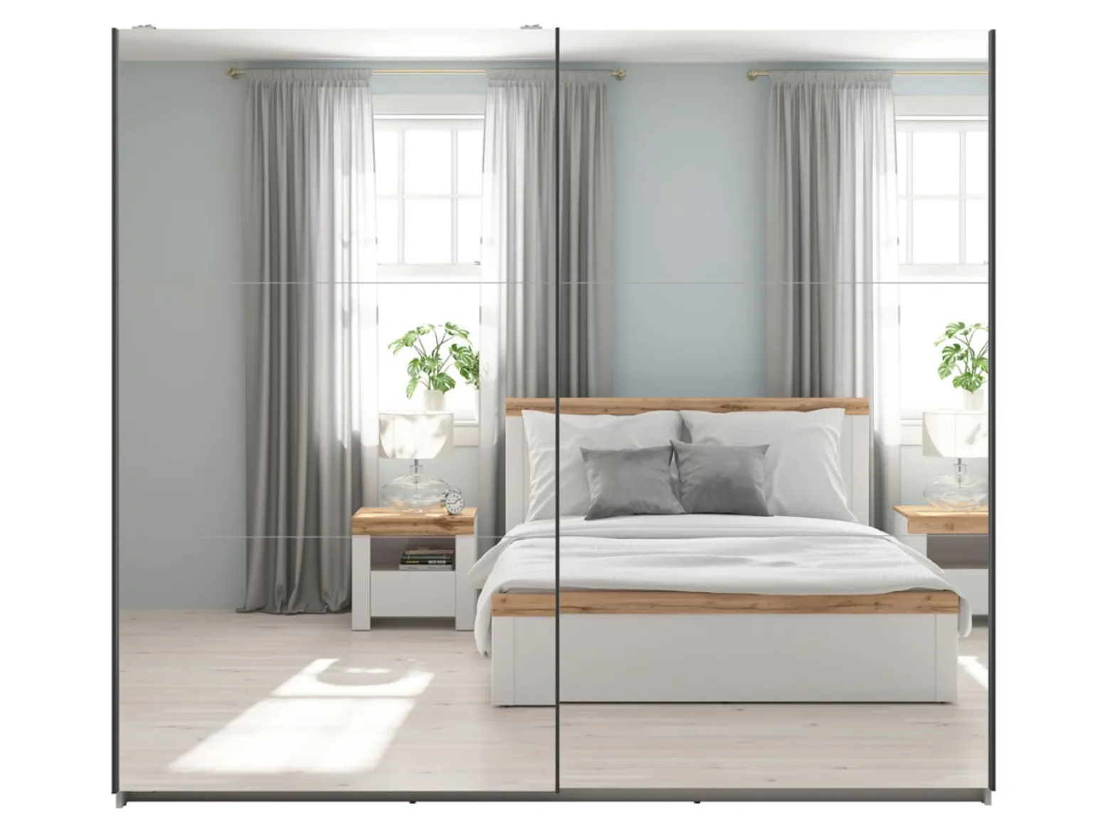 Szafa przesuwna Tetrix 220 cm z lustrem kaszmir
