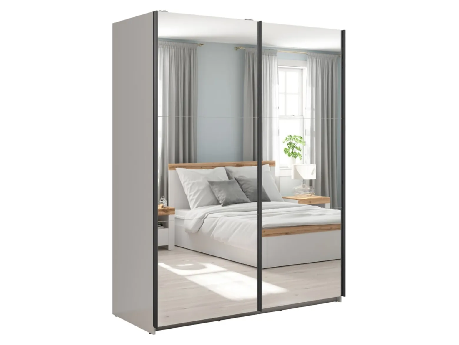 Szafa przesuwna Tetrix 153 cm z lustrem kaszmir