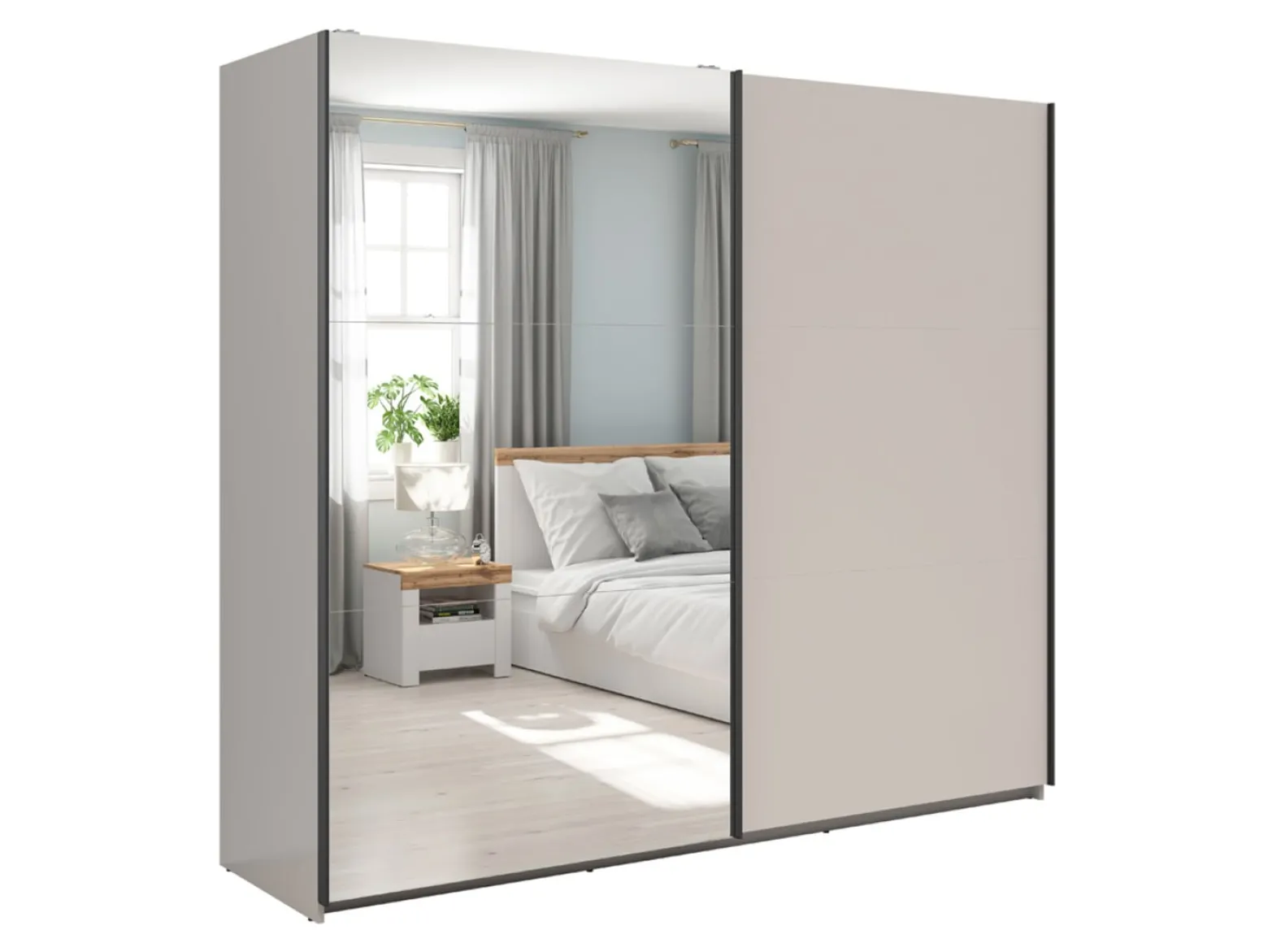 Szafa przesuwna Tetrix 220 cm z lustrem kaszmir