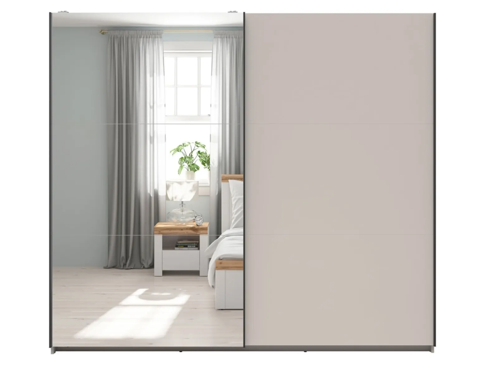 Szafa przesuwna Tetrix 220 cm z lustrem kaszmir