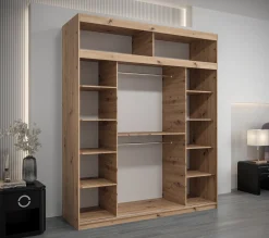 Szafa przesuwna Tokyo 2 200 artisan + czarny z nadstawką