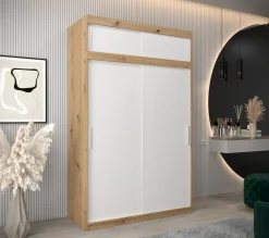 Szafa przesuwna Tokyo 150 artisan + biały z nadstawką