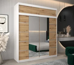 Szafa przesuwna Verona 4 200 biały + artisan z nadstawką