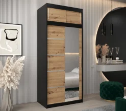Szafa przesuwna Verona 2 100 czarny + artisan z nadstawką