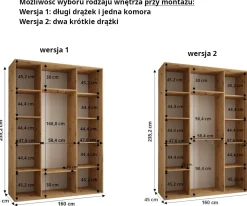 Szafa przesuwna 45 wysoka Dakota 4 160 kaszmir+kaszmir+czarn