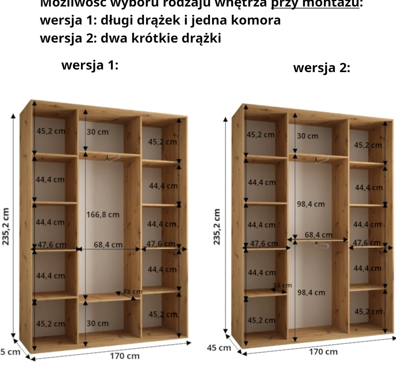 Szafa przesuwna 45 wysoka Dakota 3 170 kaszmir+kaszmir+złoty