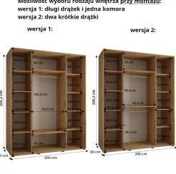 Szafa przesuwna 60 wysoka Dakota 1 200 kaszmir+kaszmir+czarn