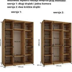 Szafa przesuwna 60 wysoka Dakota 4 170 kaszmir+kaszmir+srebr