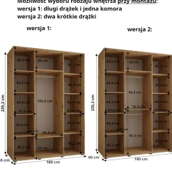 Szafa przesuwna 60 wysoka Dakota 2 180 kaszmir+kaszmir+srebr