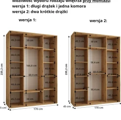 Szafa przesuwna 45 wysoka Dakota 6 170 kaszmir+kaszmir+srebr