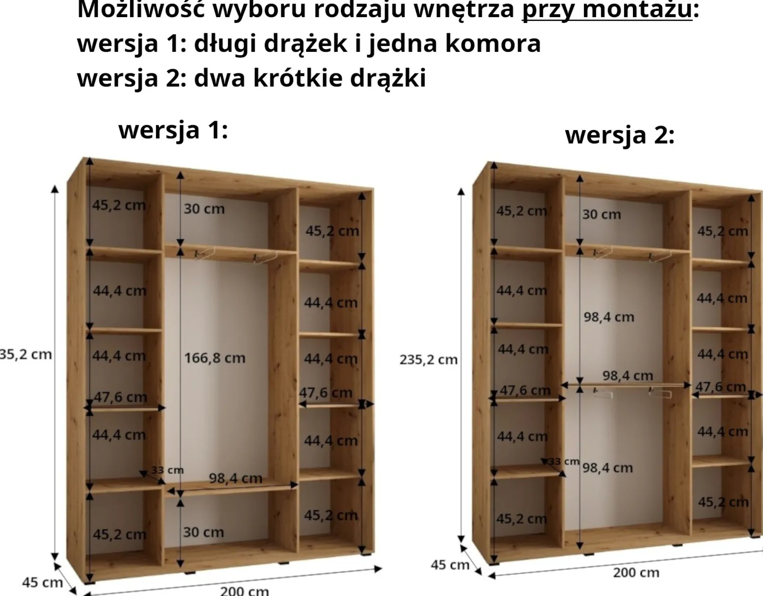Szafa przesuwna 45 wysoka Dakota 3 200 kaszmir+kaszmir+złoty