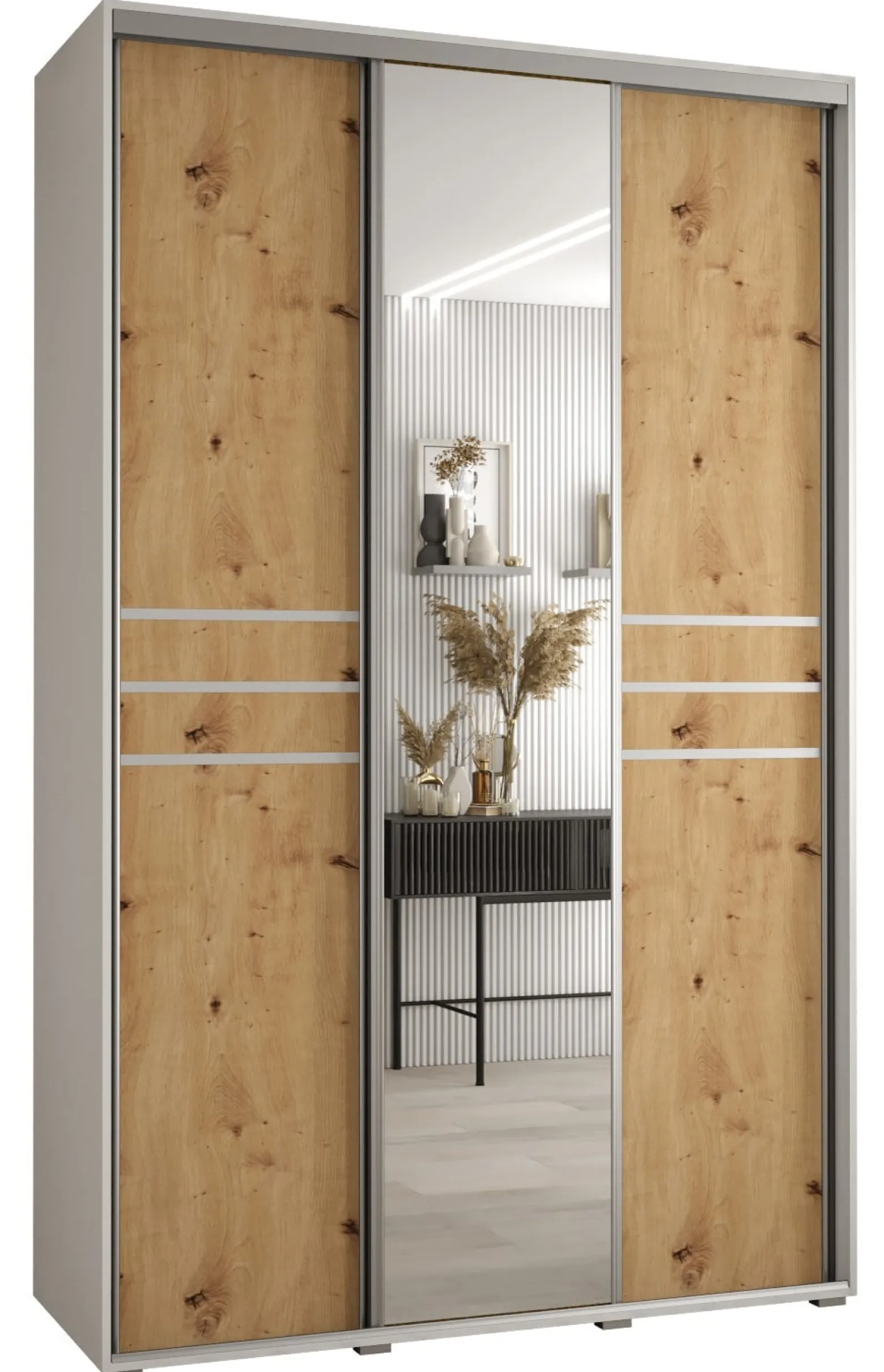 Szafa przesuwna 45 wysoka Davos 11 150 biały+artisan+srebrny
