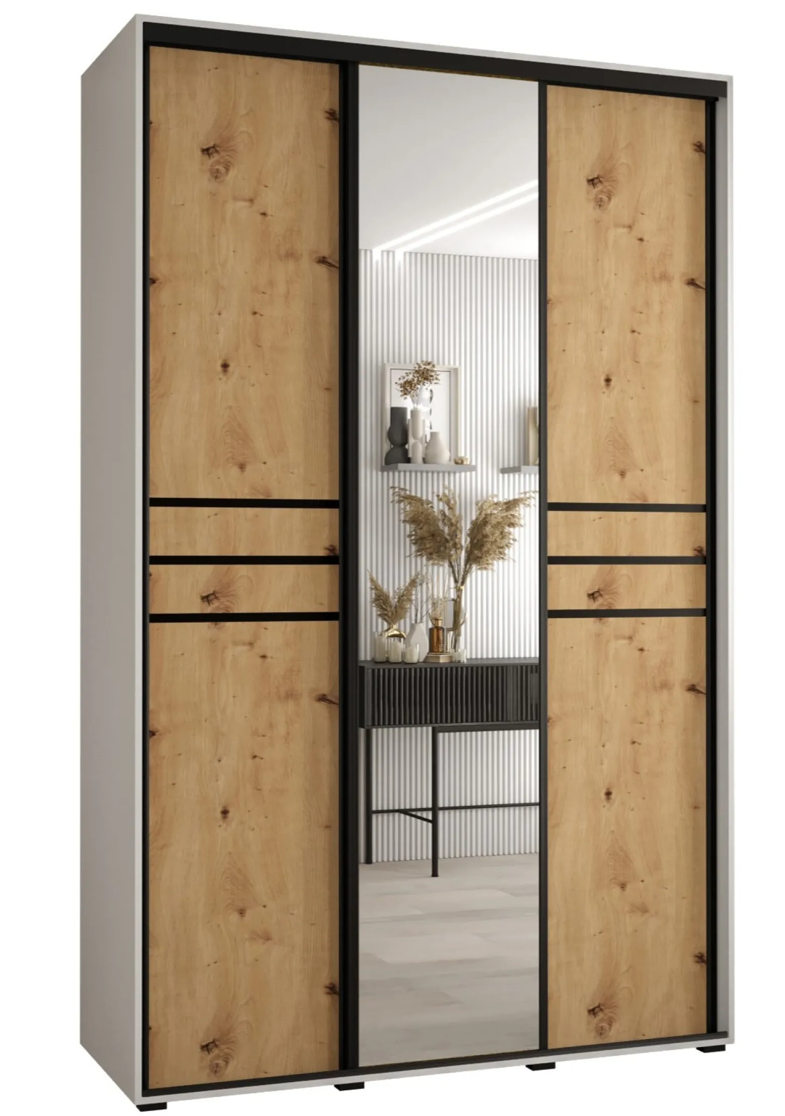 Szafa przesuwna 45 wysoka Davos 11 160 biały+artisan+czarny