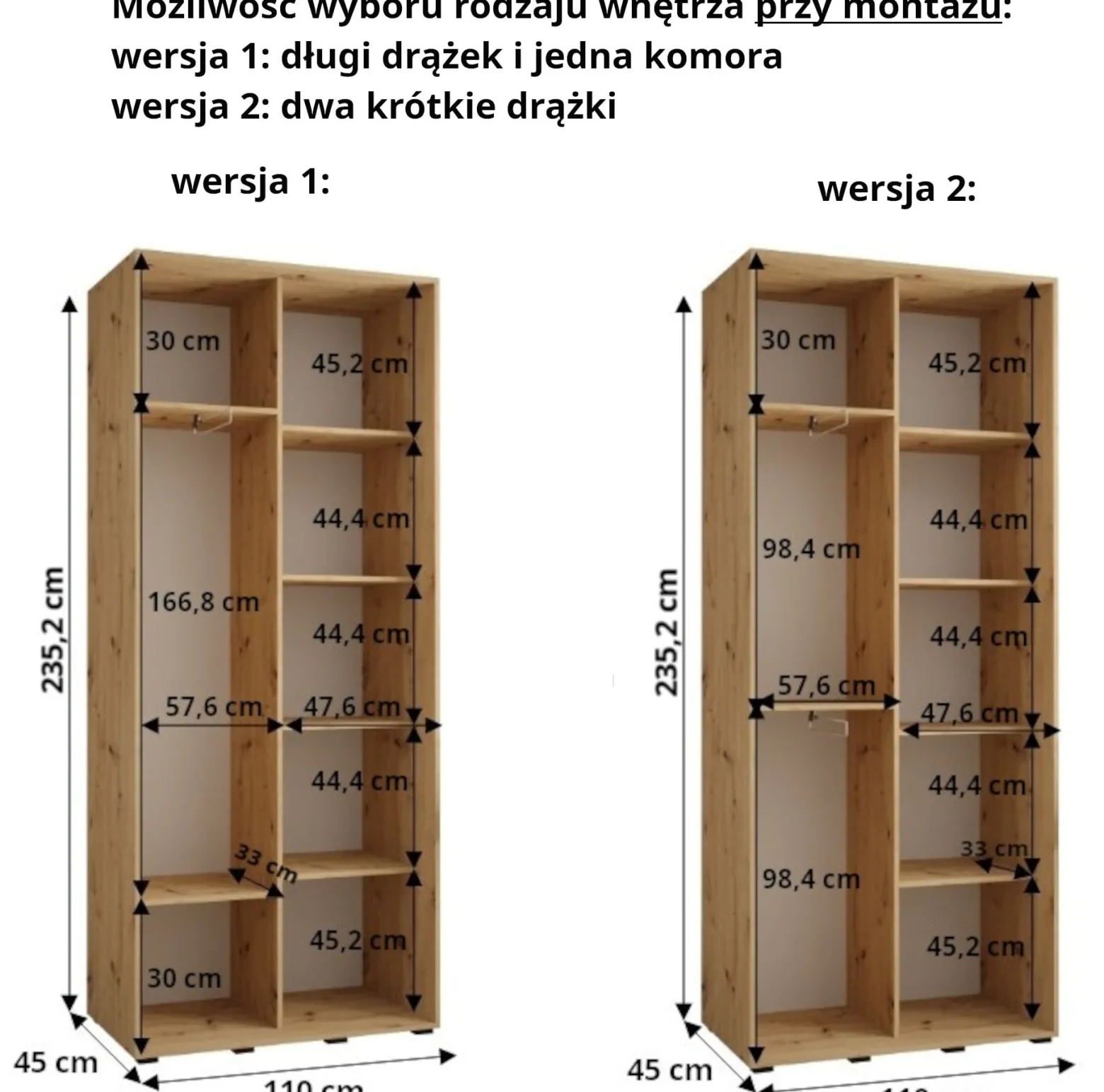 Szafa przesuwna 45 wysoka Davos 7 110 czarny+artisan+srebrny