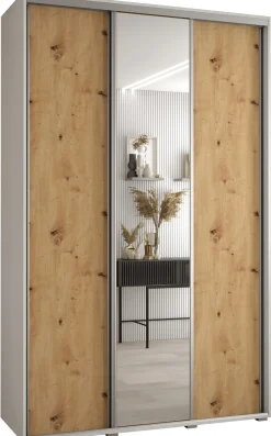 Szafa przesuwna 45 wysoka Davos 3 150 biały+artisan+srebrny