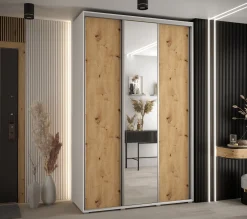 Szafa przesuwna 45 wysoka Davos 3 150 biały+artisan+srebrny