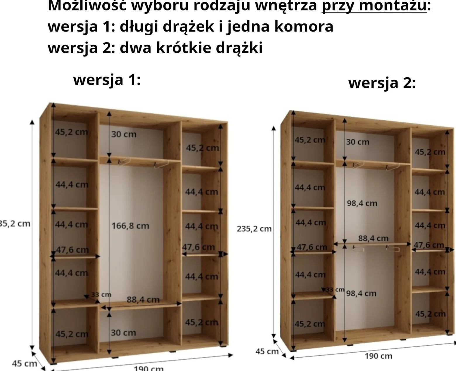 Szafa przesuwna 45 wysoka Davos 10 190 biały+czarny+srebrny