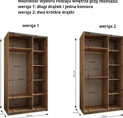 Szafa przesuwna 64 wysoka Lux 2 130 artisan+biały+czarny
