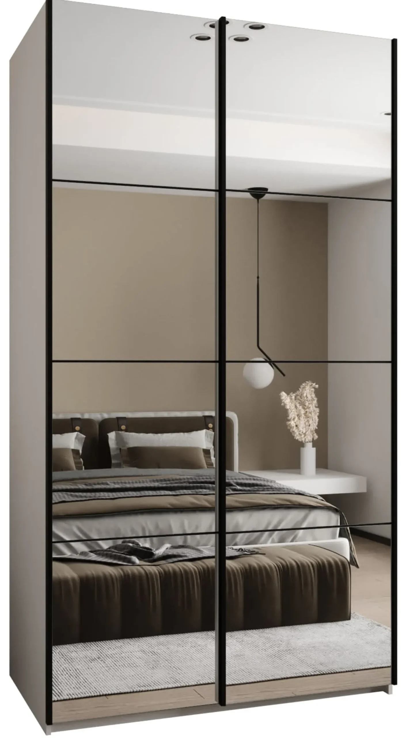 Szafa przesuwna 64 wysoka Lux 2 130 biały+czarny+czarny