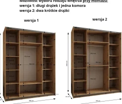 Szafa przesuwna 64 wysoka Lux 4 200 biały+artisan+srebrny