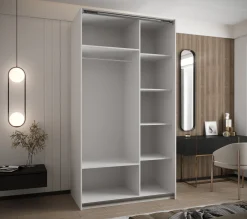 Szafa przesuwna 64 wysoka Lux 2 130 biały+biały+złoty