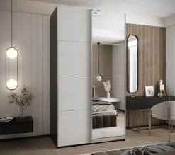 Szafa przesuwna 64 wysoka Lux 3 140 czarny+biały+srebrny