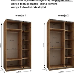 Szafa przesuwna 64 wysoka Lux 3 140 czarny+biały+srebrny