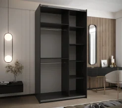 Szafa przesuwna 64 wysoka Lux 3 140 czarny+biały+srebrny