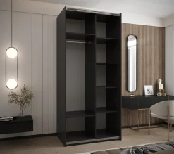 Szafa przesuwna 64 wysoka Lux 1 100 czarny+biały+złoty