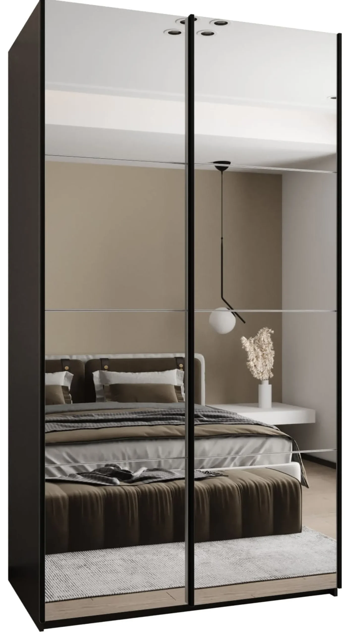 Szafa przesuwna 64 wysoka Lux 2 130 czarny+biały+czarny