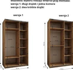 Szafa przesuwna 64 wysoka Lux 2 130 czarny+biały+srebrny