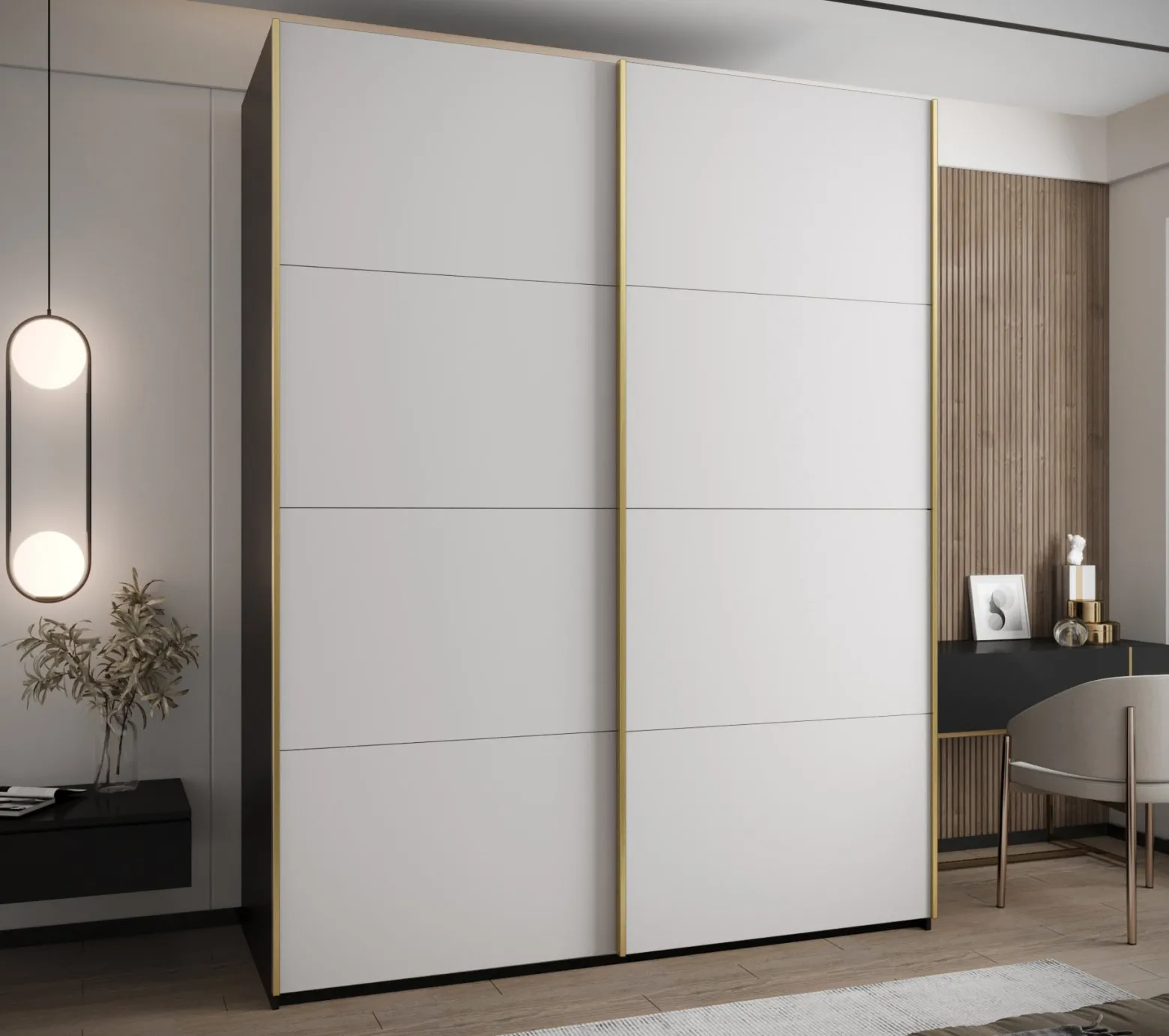 Szafa przesuwna 64 wysoka Lux 1 190 czarny+biały+złoty