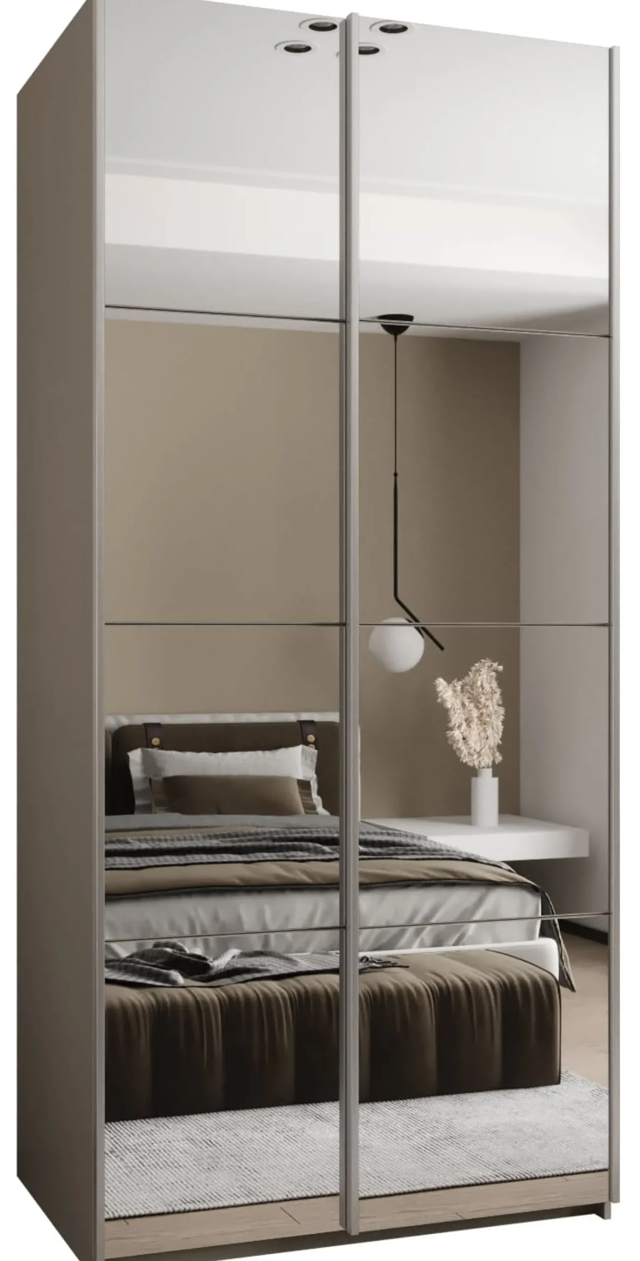 Szafa przesuwna 64 wysoka Lux 2 110 kaszmir+kaszmir+srebrny