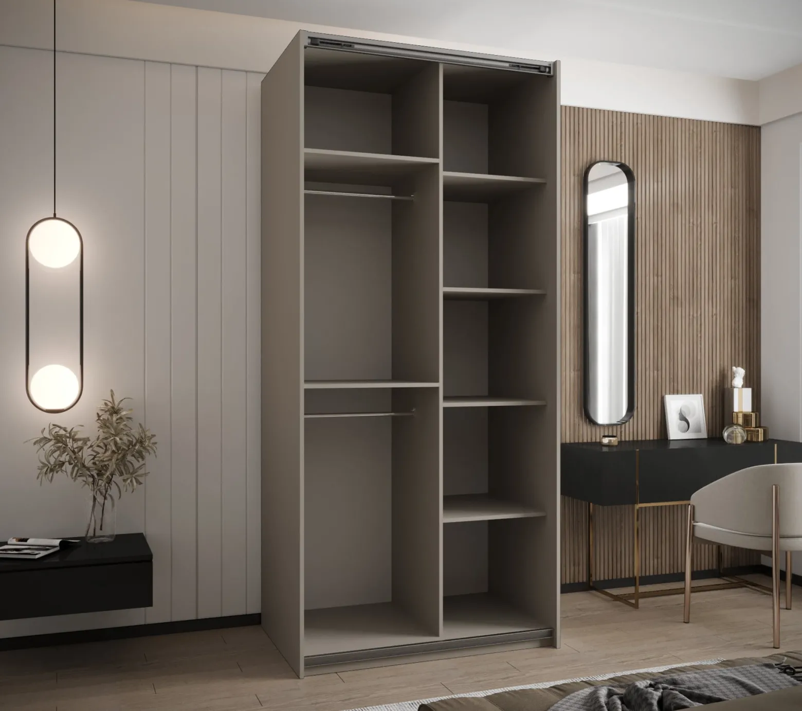 Szafa przesuwna 64 wysoka Lux 2 110 kaszmir+kaszmir+srebrny