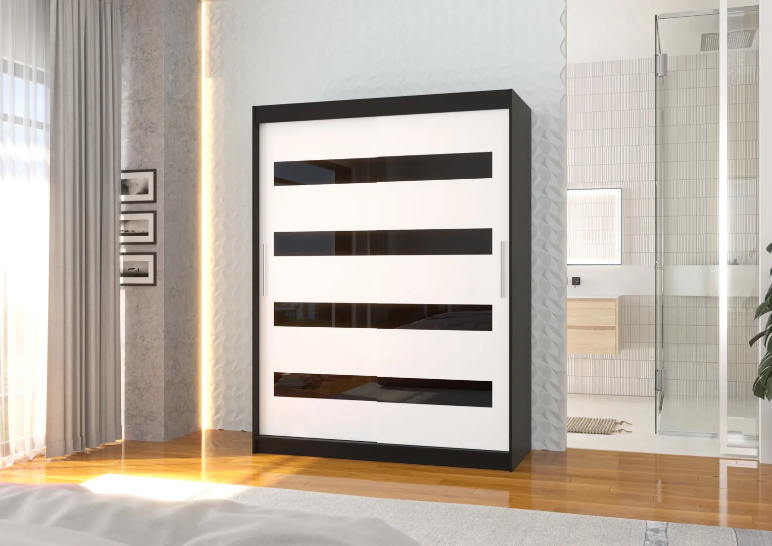 Szafa przesuwna z lacobelem MARTINEZ 150 Black