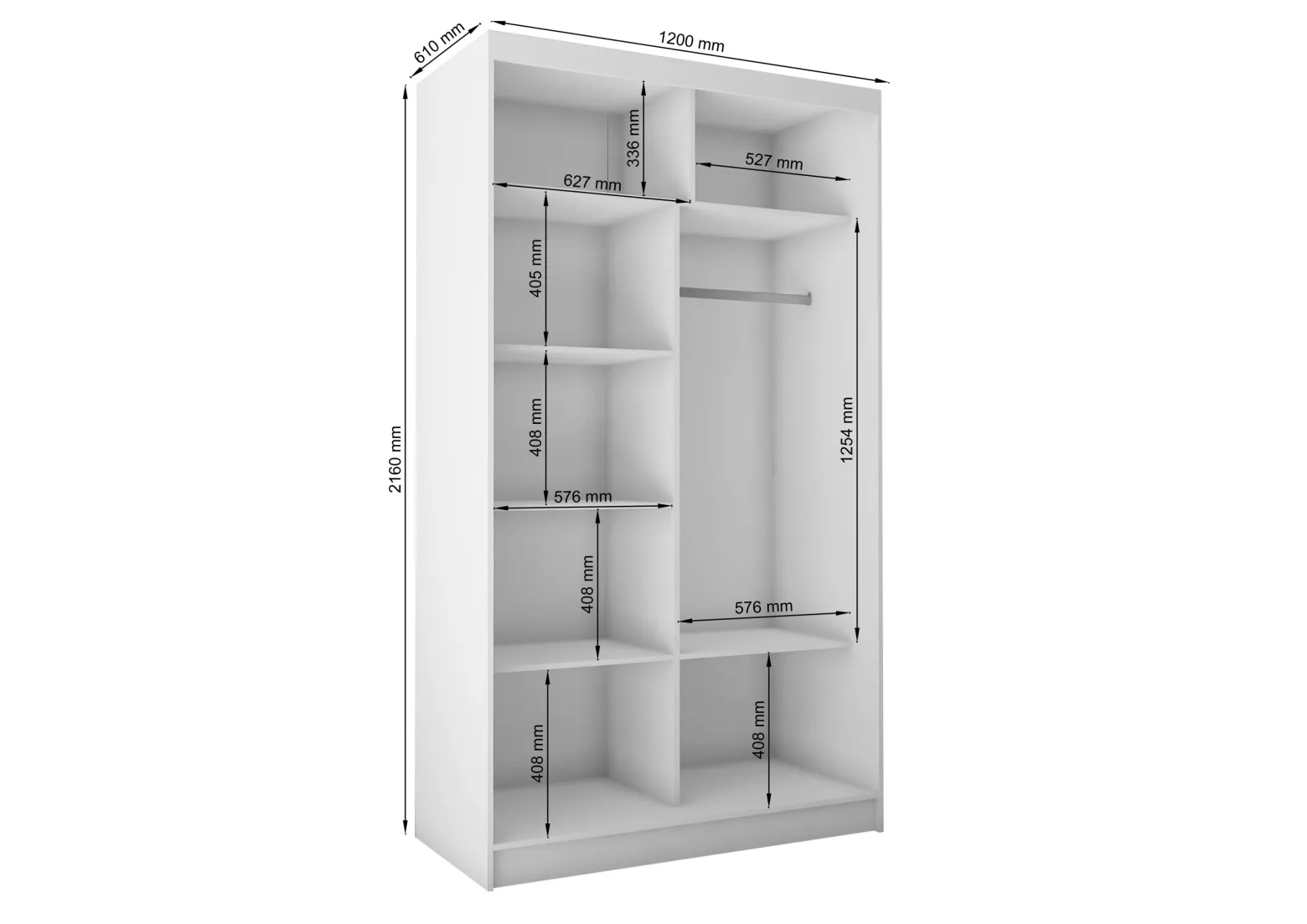 Szafa przesuwna z LED FLORA - 120x216