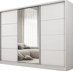 Szafa przesuwna z lustrem 250 cm BEST Biały