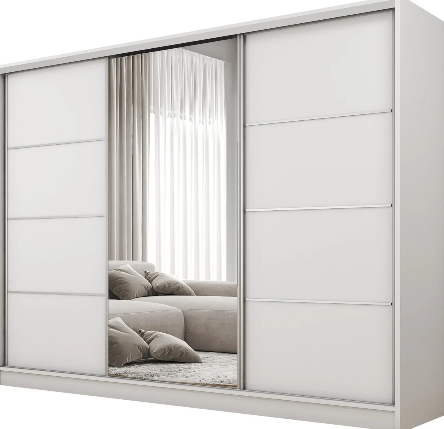 Szafa przesuwna z lustrem 250 cm BEST Biały