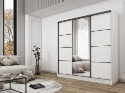 Szafa przesuwna z lustrem 200 cm BEST Biały