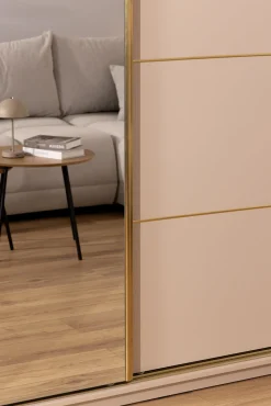 Szafa przesuwna z lustrem 250 cm GOLD NEW trzydrzwiowa szafa z szufladami