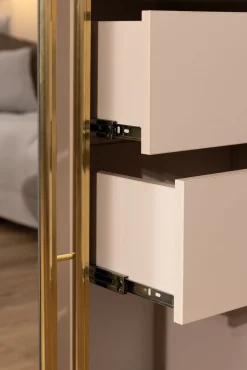 Szafa przesuwna z lustrem 250 cm GOLD NEW trzydrzwiowa szafa z szufladami