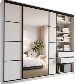 Szafa przesuwna z lustrem 280 cm LOFT MAX biały