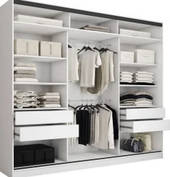 Szafa przesuwna z lustrem 280 cm LOFT MAX biały