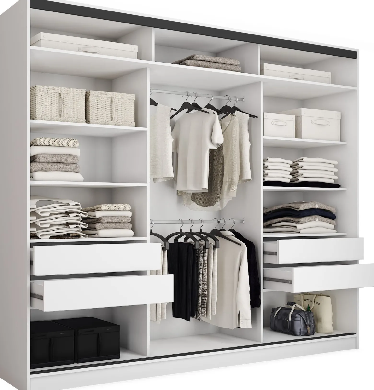 Szafa przesuwna z lustrem 280 cm LOFT MAX biały